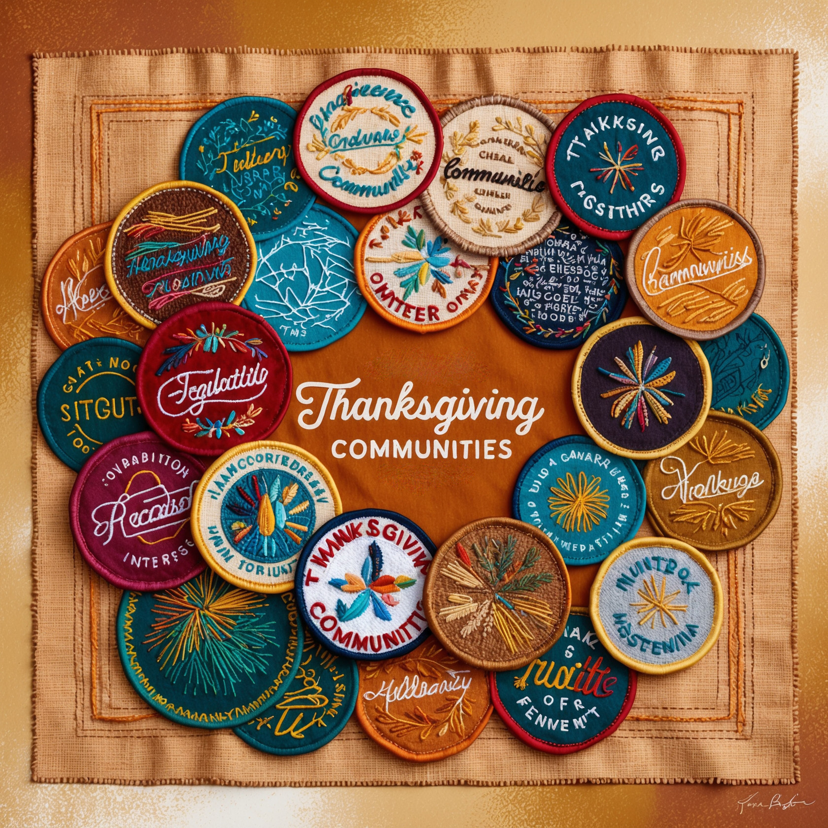 custom Thanksgiving-themed patches